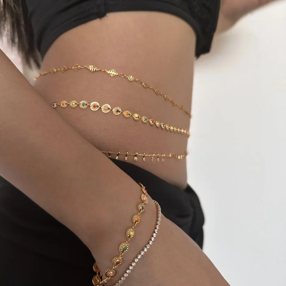 Punk Round Stainless Steel Waist Chain Trend Bohomia Rhinestone Belly Chain Women's Summer Sexy Beach Bikini Body Jewelry Gift - Image 4
