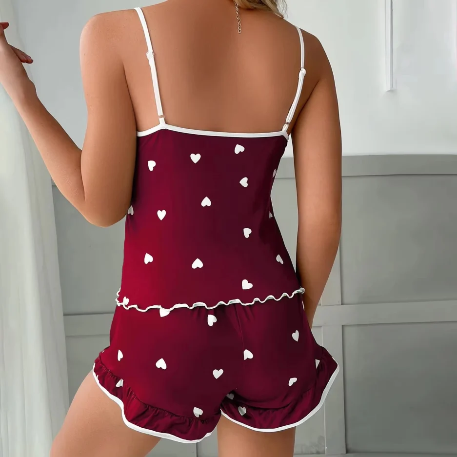 2024 Summer Pajama Set Large Size Vest Shorts Women's Suspenders Soft Casual Cute Printed Women pajamas set - Image 5