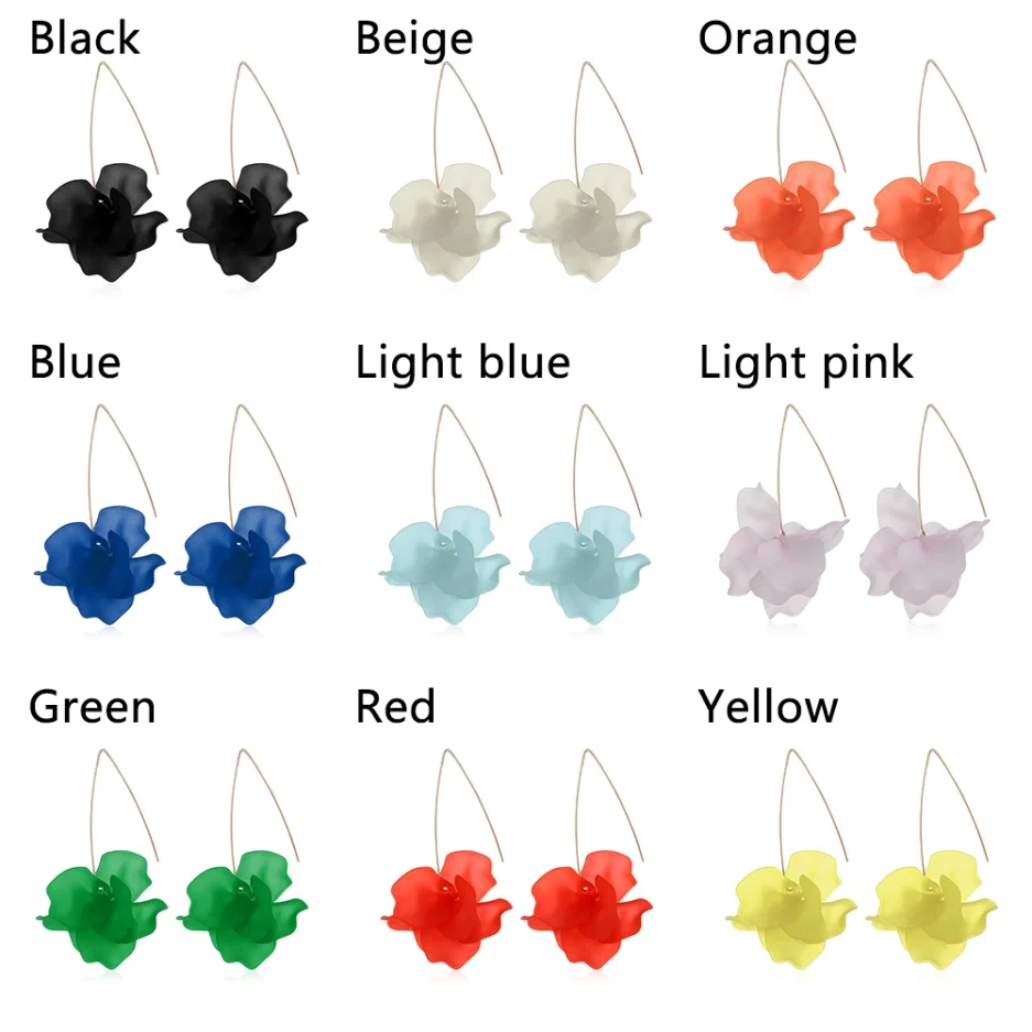 1Pair 2019 New Designs Multicolored Fashion Resin Flower Long Earrings Bohemia Handmade Petal Dangle Earrings For Women Gift - Image 6