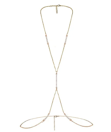MinaMaMa Stainless Steel Rhinestone Crystal Waist Chain Belly Body Chain For Women Bikini Trendy Simple Sexy Body Jewelry
