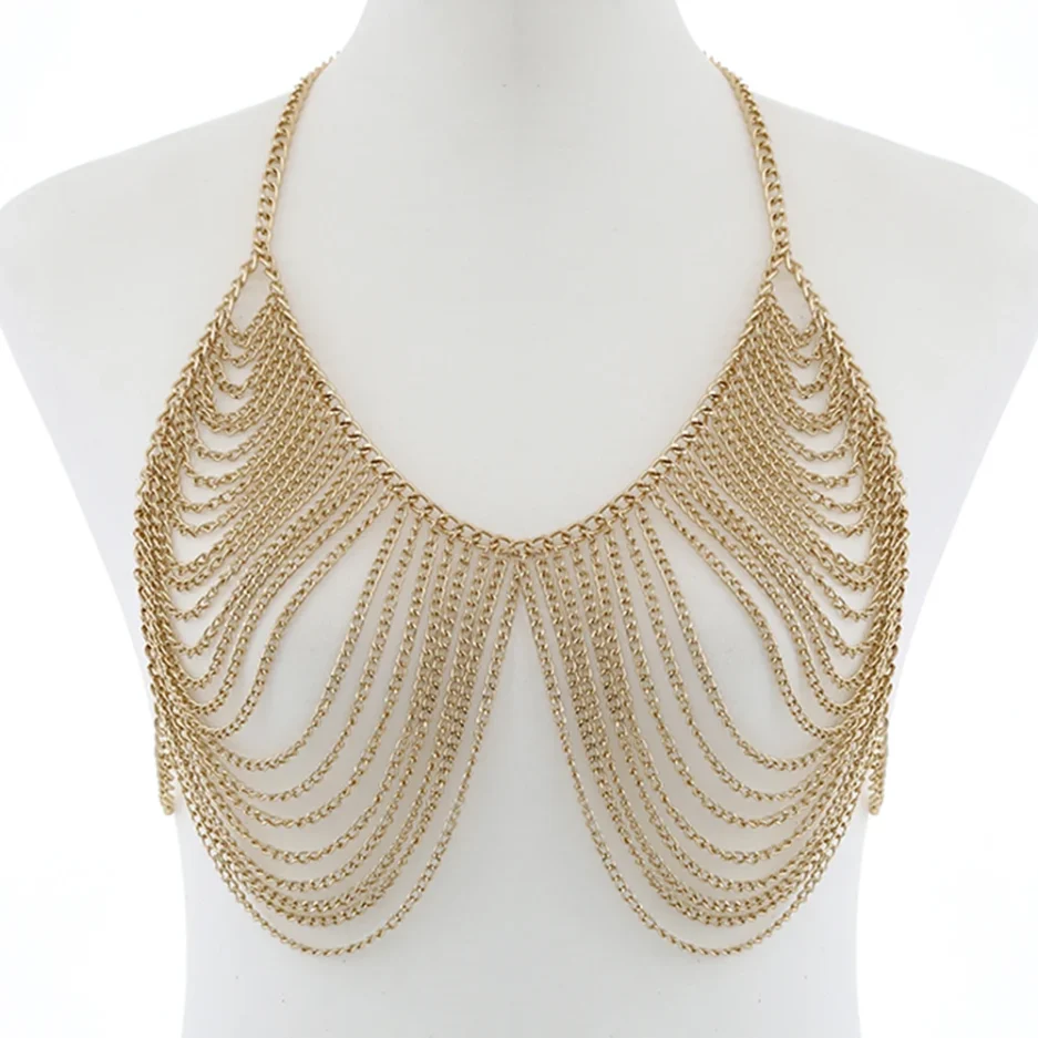 Sexy Chest Bra Chain Body Jewelry Women Metal Chain Multi Layer Body chain Jewelry Beach Accessories