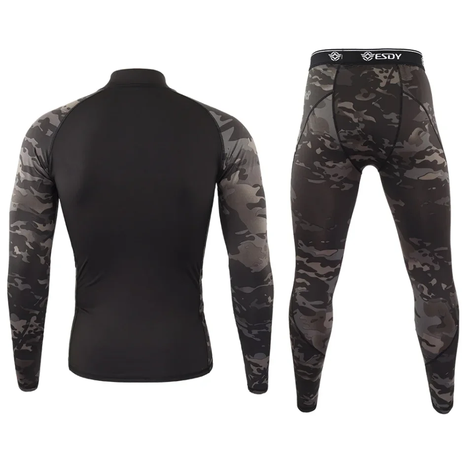 Men's Suits Outdoor Sports Thermal Underwear Men's Cycling Jersey Fleece Camouflage Thermal Underwear Sports Suit Frog Suit - Image 2