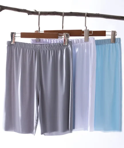 Men's Ice Silk Sleep Bottoms Casual Solid Homewear Elastic Thin Shorts Underwear Male Plus Size 5XL Breathable Sleepwear Pants