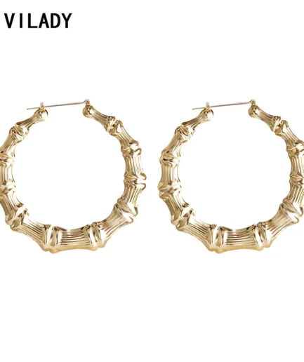 VIVILADY Hot Larger Bamboo Hoop Earrings Women Basketball Wives Summer Spring Autumn Fashion Jewelry Girl Bijoux Accessory Gifts