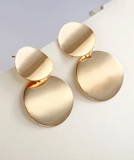 2025 New Unique Metal Drop Earrings Trendy Gold Color Round Statement Earrings for Women New Arrival wing Fashion Jewelry