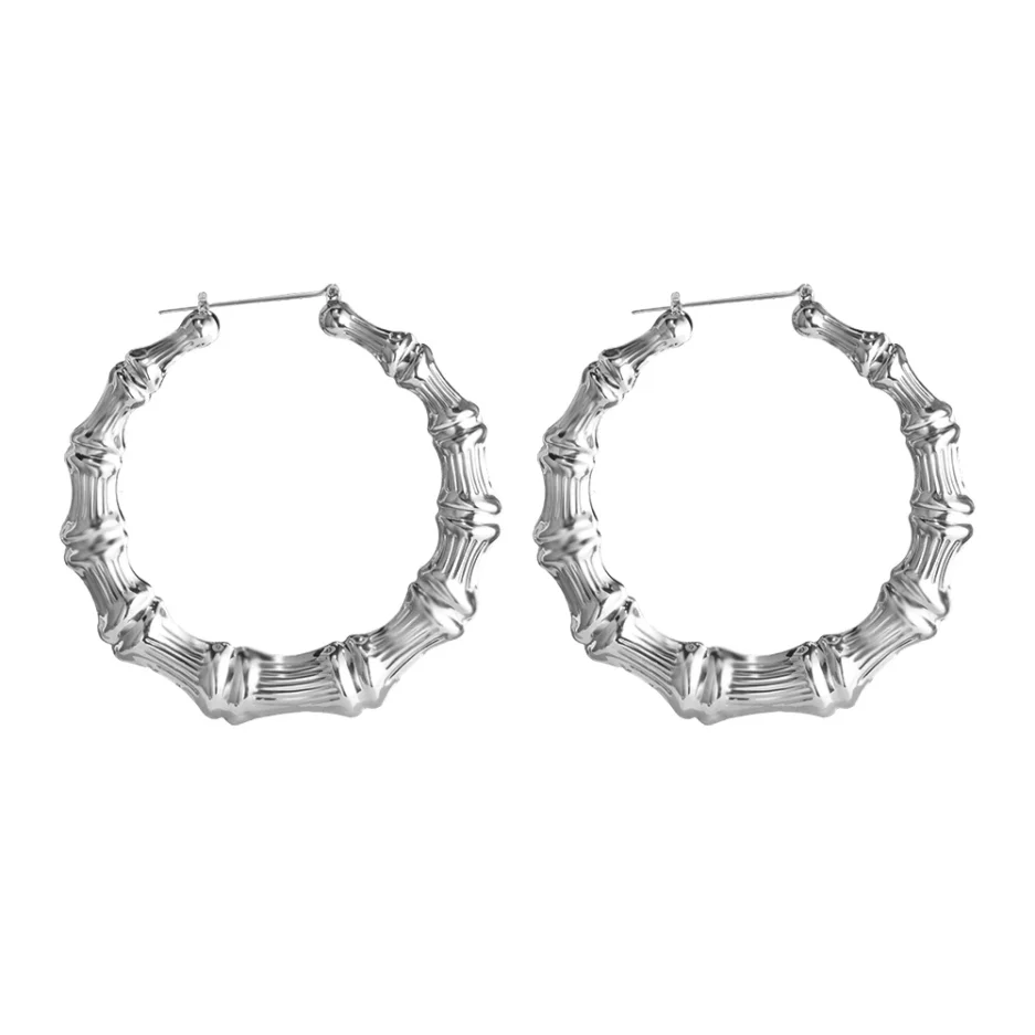 VIVILADY Hot Larger Bamboo Hoop Earrings Women Basketball Wives Summer Spring Autumn Fashion Jewelry Girl Bijoux Accessory Gifts - Image 2