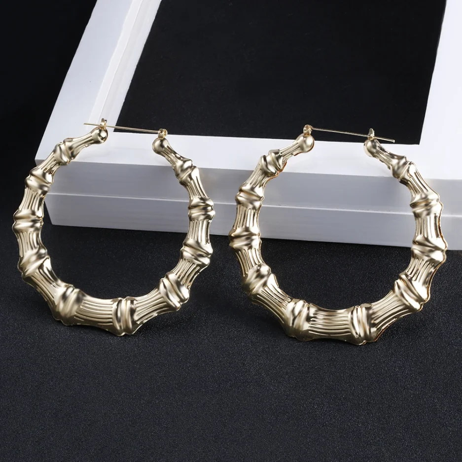 VIVILADY Hot Larger Bamboo Hoop Earrings Women Basketball Wives Summer Spring Autumn Fashion Jewelry Girl Bijoux Accessory Gifts - Image 3