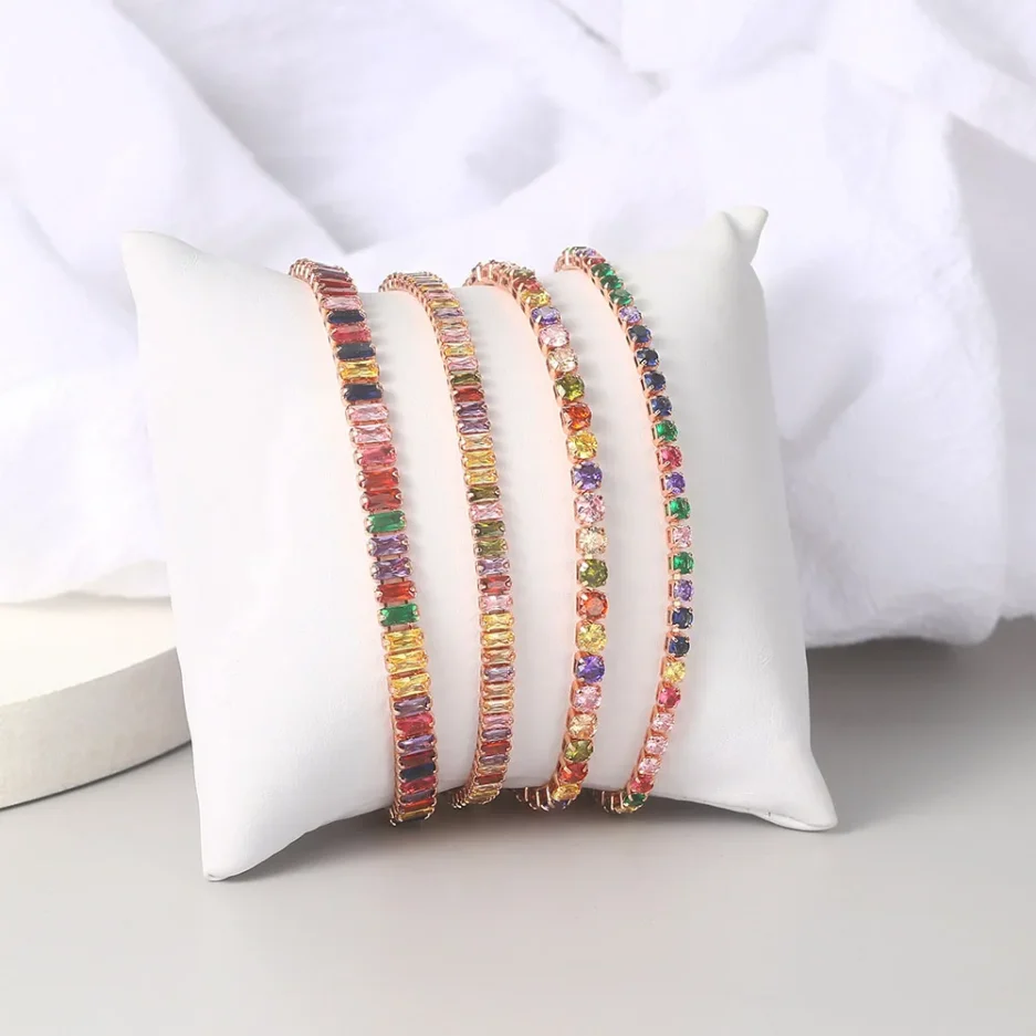 Adjustable Multicolor Tennis Bracelets for Women Ladies Wedding Rainbow Colorful Zircon Charm Bracelet Hand Chain Jewelry DZH043 - Image 4