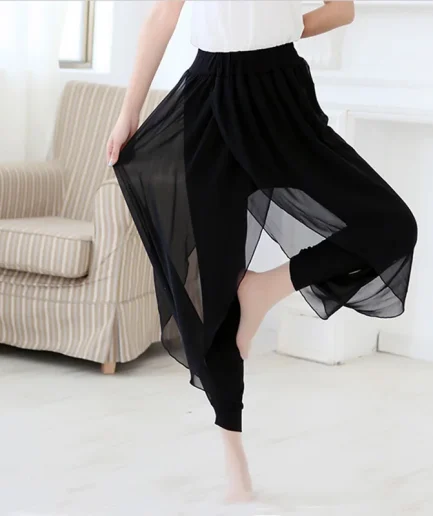 Women Dance Pant Chinese Folk Dance Classical Dancing Pants Chiffon Women Ballroom Costume Practice Yoga Ballet Lady Harem Pants