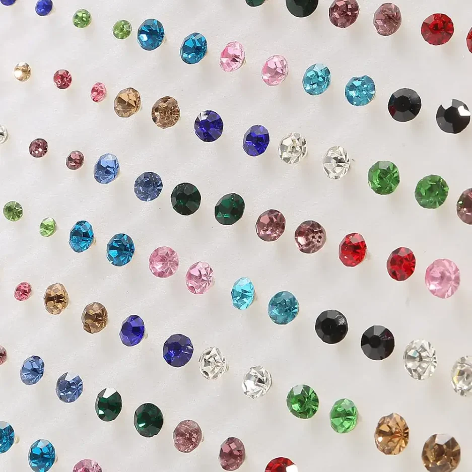 100Pair/Lot Mixed Rhinestone Alloy Flowers Moon Heart Lover Star Ear Stud Earrings Set Piercing Metal Lady Earring Sets Jewelry - Image 4