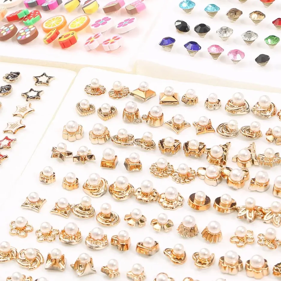 100Pair/Lot Mixed Rhinestone Alloy Flowers Moon Heart Lover Star Ear Stud Earrings Set Piercing Metal Lady Earring Sets Jewelry - Image 6
