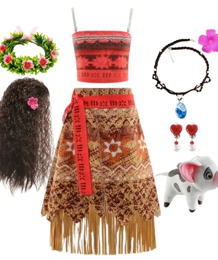 Summer Vaiana Fantasy Children New Movies Girls Carnival Dress Clothing Set Kids Princess Party Dress Christmas Moana 2 Costume