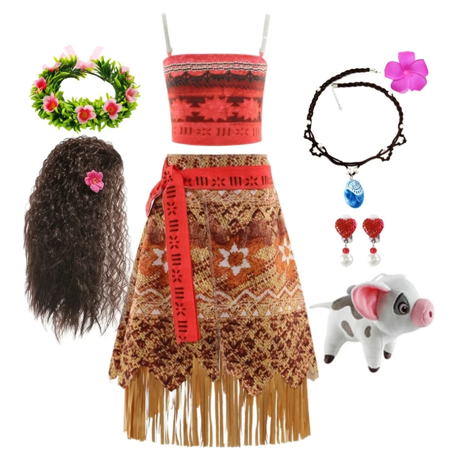 Summer Vaiana Fantasy Children New Movies Girls Carnival Dress Clothing Set Kids Princess Party Dress Christmas Moana 2 Costume