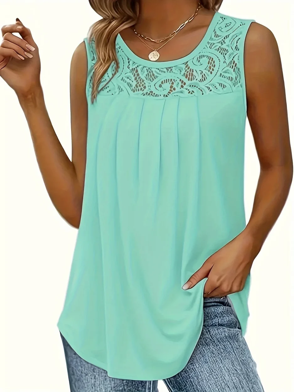 Plus Size Women's Sleeveless Ruffled Top - 2025 Summer Solid Color Casual Crop Tops, Sexy Bustier Bralette for Beach Vacation