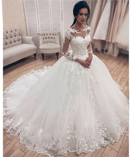 Vestidos Women Elegant Summer Long Sleeve Dresses Wedding Dresses Luxury Lace Ball Gown Fromal Dress For Girls 2024 New