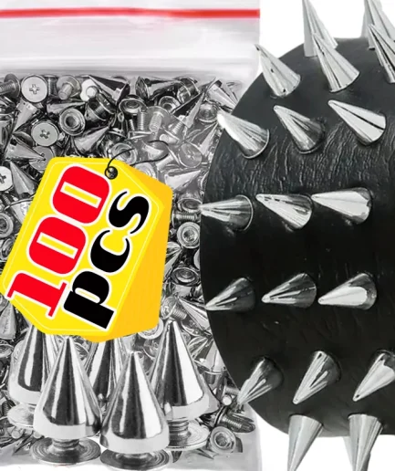 100pcs/set Silver Cone Studs And Spikes DIY Craft Cool Punk Garment Rivets For Clothes Bag Shoes Leather DIY Handcraft