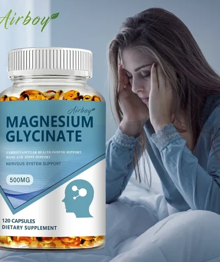 Magnesium Glycinate - Nerves System, Improve Mood Nervous, Muscles Recovery, Heart Health, Sleep Quality Support