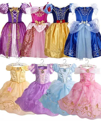 Summer Princess Costume Party Fancy Flower Vestido New 2025 Christmas Birthday Carnival Dress Up Rapunzal Belle Disguise Frock