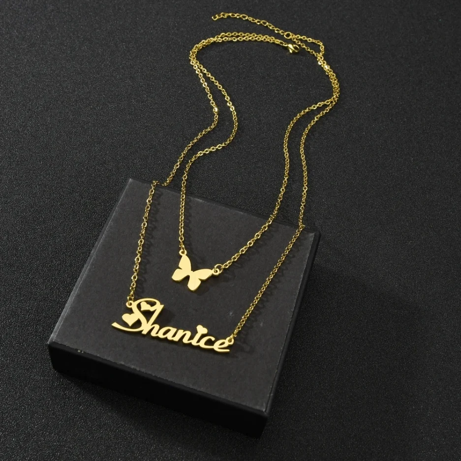 Acheerup Personalized 1-3 Layers Stainless Steel Women Necklace Custom Name Zircon Heart Pendant Chian Jewelry Christmas Gift - Image 2
