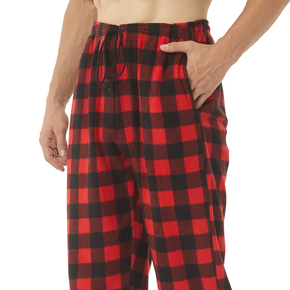 Mens Pajamas Pants with Pockets Fleece Pjs Soft Warm Plaid Pajamas Bottoms Lounge Sleep Pants Loungewear Sleepwear - Image 5