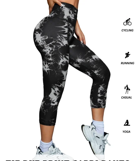 Women's High Waisted Capri Pants Super Soft Tummy Control No See Through Workout Yoga Running Athletic Push Up Gym Leggings