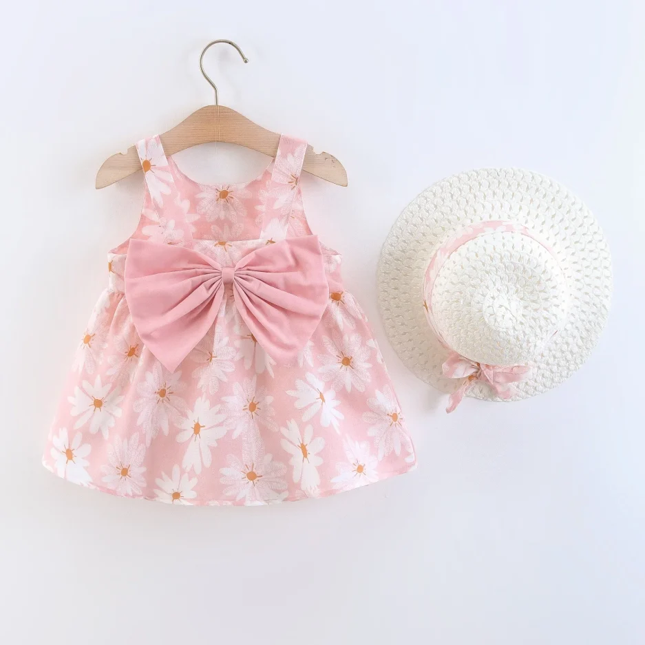 (Girls 0-3 Years Old) Summer New Girls Dress Floral Print Little Fresh Everyday Sweet Princess Dress with Bow - Image 4