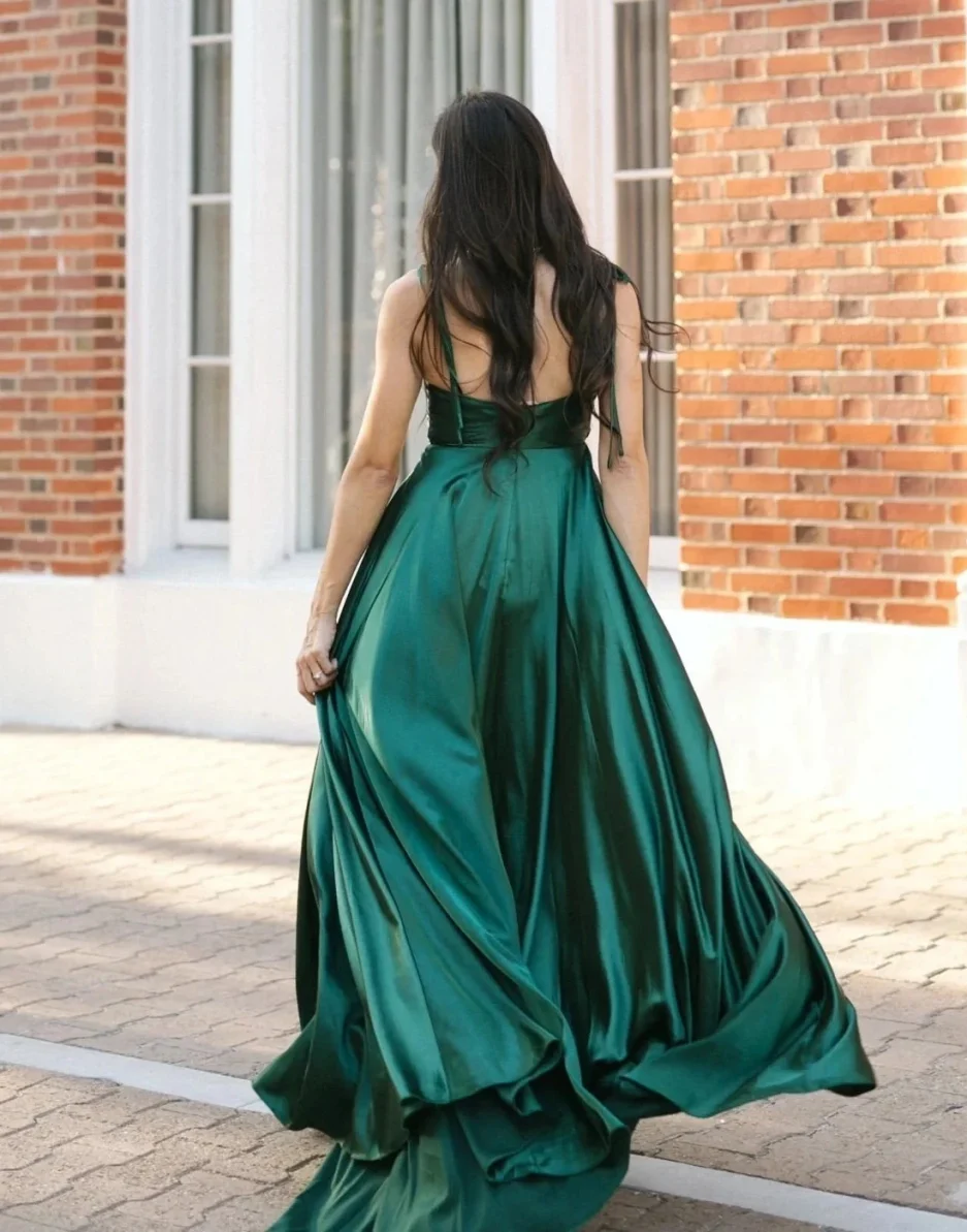 2025 Summer Sexy Evening Dress Spaghetti Strap Sleeveless Backless Prom Dresses Maxi Train A-Line High Split Formal Party Gowns - Image 6