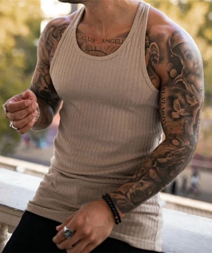 2024 new Men fitness gym Tank top men Fitness sleeveless shirt Male black breathable Sports vest Undershirt Gyms Running vest