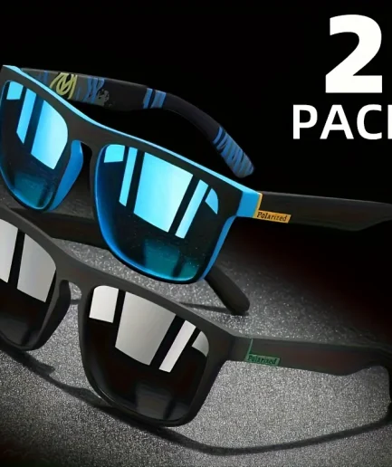 2pcs Square Polarized Sunglasses Anti Glare Sun Shades For Summer Party Vacation Travel Driving Fishing