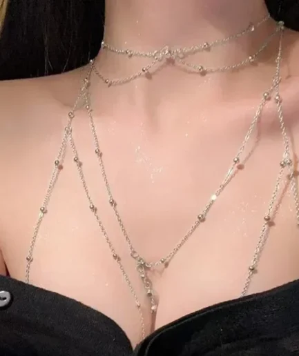 Summer Sexy Chest Chain Bra Bikini Metal Body Chain Jewelry for Women Beach Harness Crystal Body Chain Decoration Jewelry