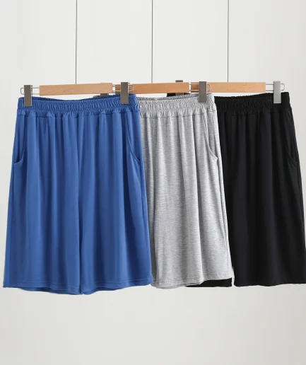 Men's Sleepwear Shorts Loose Cotton Oversized Draped Deep Pocket Pajamas Thin Elastic Short Pijama Pants for Men Lounge Wear