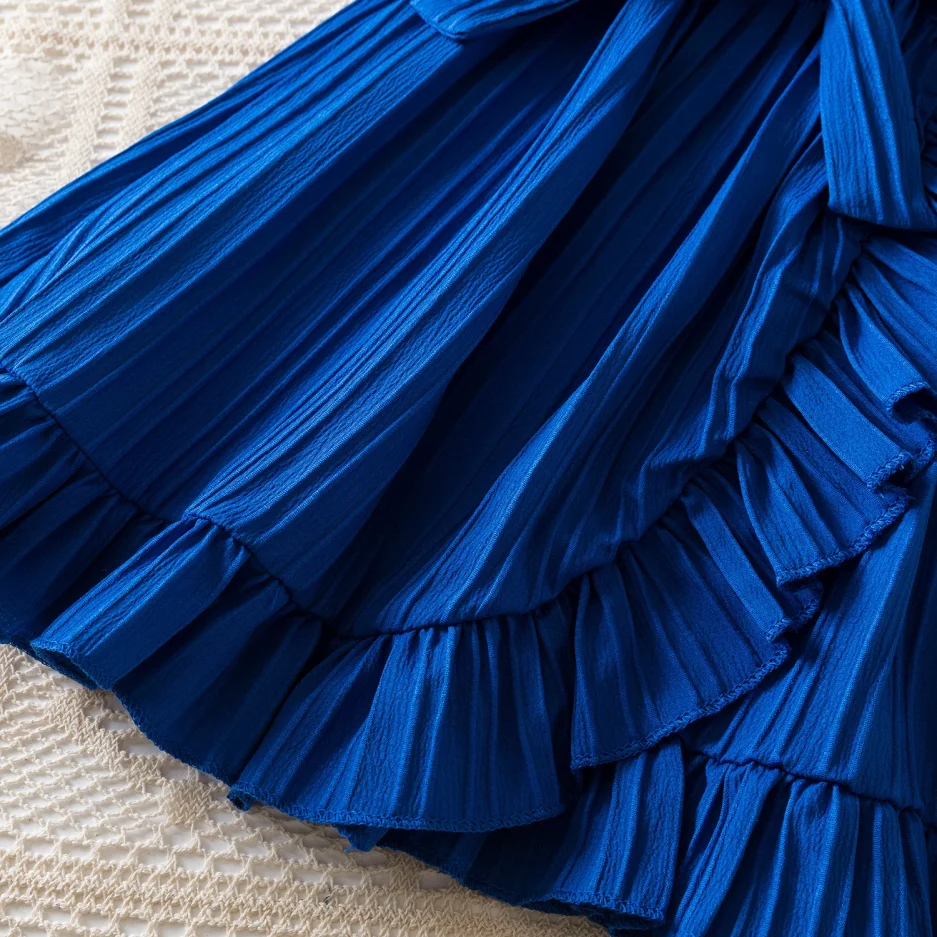 Summer Kids Dresses for Girls Ruffle Sleeve Birthday Party Clothes Solid Color Sweet Princess Dress Children Holiday Wear 3-8Yrs - Image 4