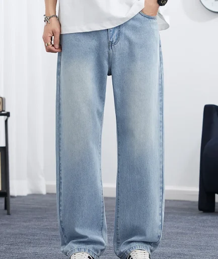 2025 Spring/Summer Korean Style Straight Leg Lyocell Jeans Men's Fashion Versatile Loose Thin Pants Men's Washed Retro ﻿