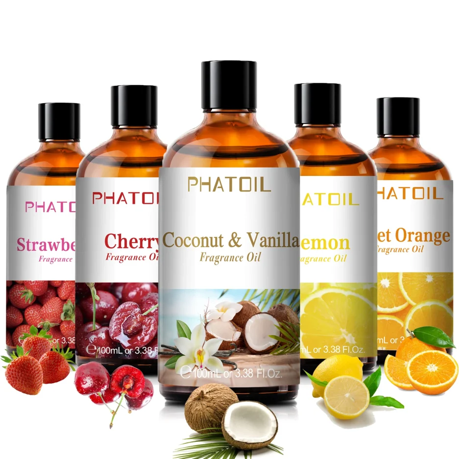 PHATOIL 100ml Aromatherapy Fragrance Oil Coconut & Vanilla Strawberry Cherry 2PCS/1PCS Aroma Oils For Diffuser Candle Making