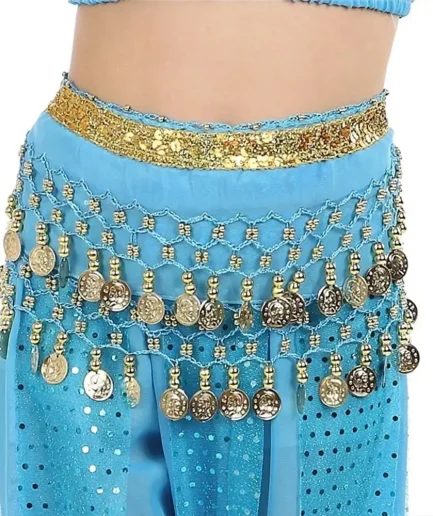 Metal Coins Child Waist Chain Hip Scarf Child Belly Dance Indian Dance Belt For Kids Dacning Waist Belt Chain
