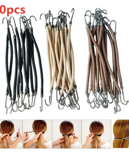 10 Pieces Trendy Double Hooks Hair Band Rubber High Elastic Hair tie Ponytail Headwear Women Styling Tools Hair Accessory