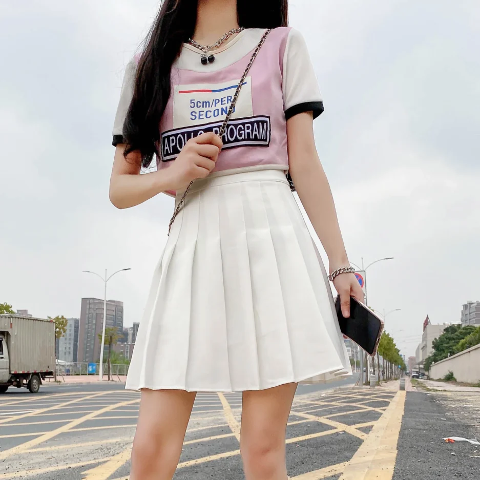 Mini Skirts Womens 2024 Summer Japanese School Pleated Skirts High Waist Kawaii Cute Pink Plaid Skirt Uniform Harajuku Jupe