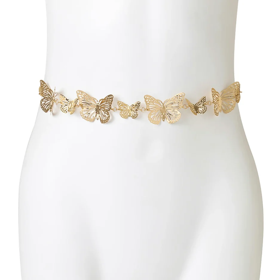 Salircon Punk Metal Three-dimensional Hollow Butterfly Waist Chain Trend Metal Body Chain Hip-hop Sexy Summer Beach Jewelry - Image 6