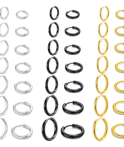 7Pairs/Kit Stainless Steel Huggies Hoop Earrings Multiple Sizes Unisex Sexy Ear Cartilage Piercing Jewelry Wholesale