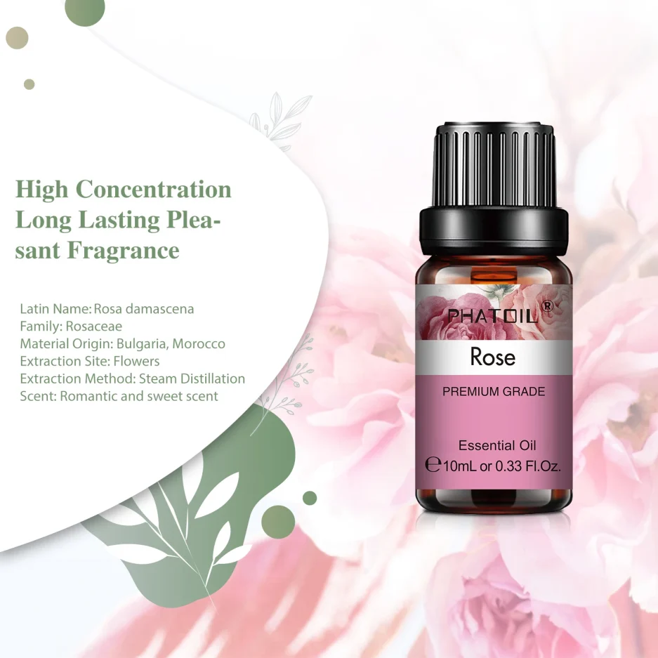 PHATOIL Natural Plant Essential Oil 10ml Eucalyptus Rose Lemon Bergamot Vanilla Peppermint 1PCS Aroma Essential Oil For Diffuser - Image 2