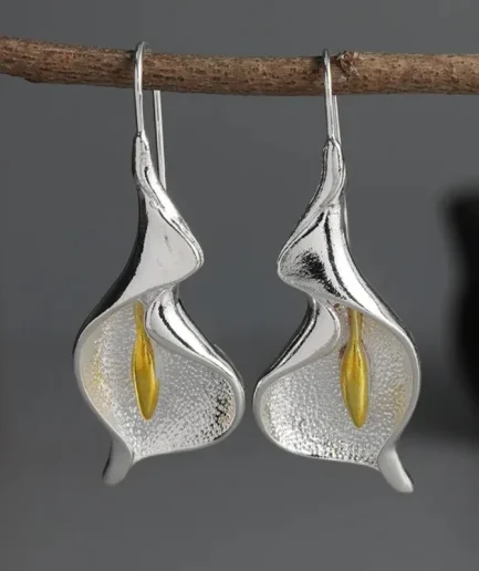 Exquisite Blooming Flower Hook Earrings Simple Accessories Gold Silver Color Plant Dangle Earrings for Women Jewelry