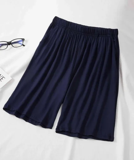 Thin Modal Men's Home Pants Loose Large Size Elastic Waist Outerwear Short Pants with Pockets Casual Sleepwear Shorts