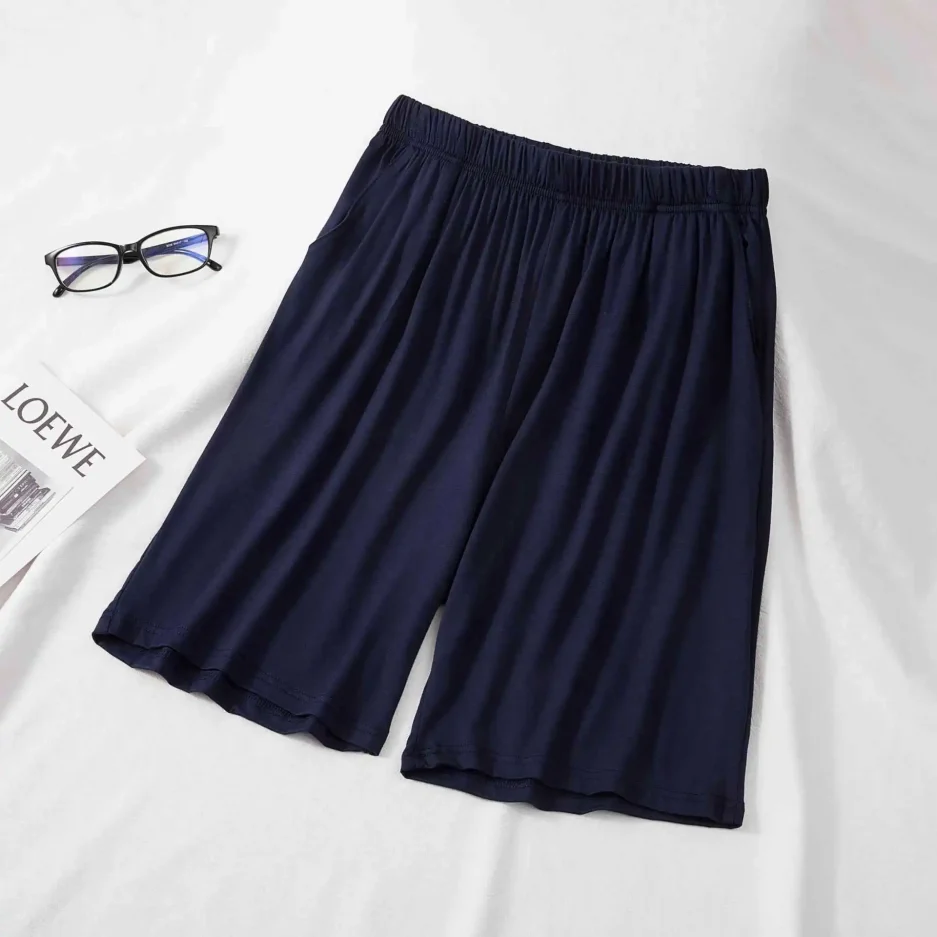Thin Modal Men's Home Pants Loose Large Size Elastic Waist Outerwear Short Pants with Pockets Casual Sleepwear Shorts