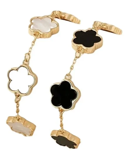 Black White Five Leaf Clover Bracelet Women Flower Bracelet Party Birthday Gift