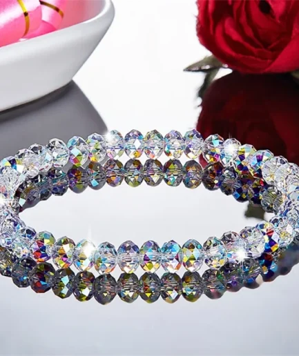 Wholesale Red Purple White Color Crystal Bracelets For Women Simple Colorful Bead Elastic Rope Bracelet Fashion Handmade Jewelry