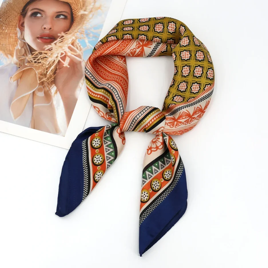 Luxury Design Print Silk Square Scarf Women Soft Satin Horse Hairband Neckerchief Office Hijab Headband Foulard Bag Ribbons Gift - Image 6