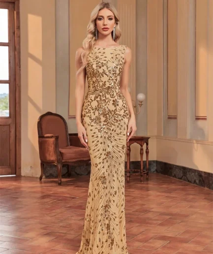 Elegant Sequin Evening Dress Women 2025 Long Mermaid Formal Sexy Backless Luxury Wedding Party Mermaid Prom Gowns