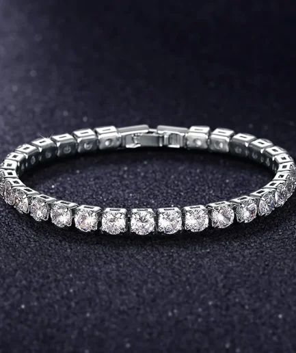 Luxury Hiphop Iced Out 4mm Cubic Zirconia Crystal Tennis Bracelets For Women Men Gold Color Silver Color Bracelet Chain Jewelry