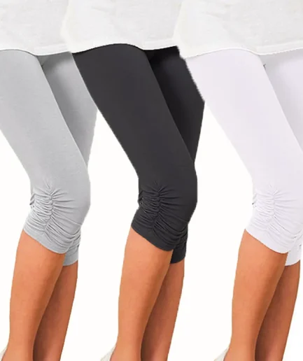Elastic High Waist Sporty Women Clothing Skinny Pants Elastic Quick Dry 3/4 Sports Leggings Short Trousers Casual Solid Summer