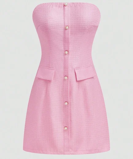 Plus Size Women's 2025 Spring Summer New Sweetheart Tunic Dress Pure Colour Pocket mini Short Dresses